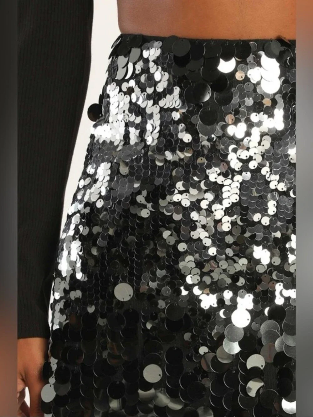 Lulus Iconic Shimmer Silver Sequin High-Waisted Mini Skirt